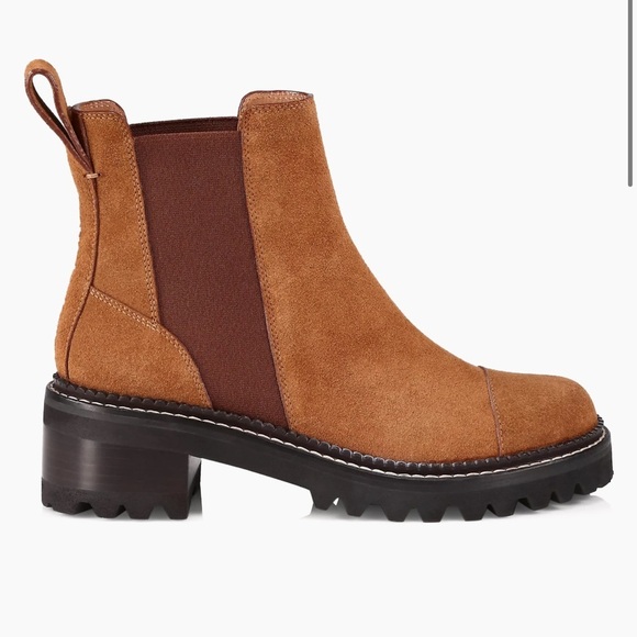 See by Chloe NEW Mallory Chelsea Tan Suede Bootie 39 - Picture 1 of 15